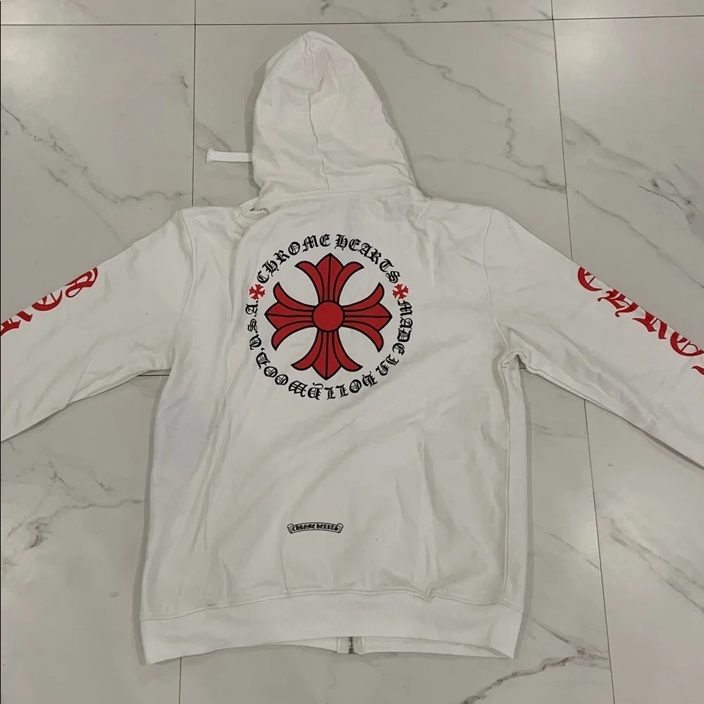 Chrome Hearts White & Red Big Logo Pullover Hoodie Men’s Size Large